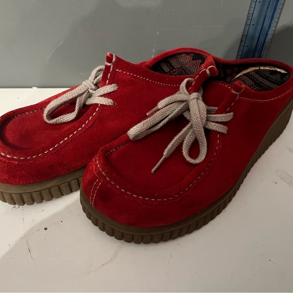 BC Footwear Vintage Suede Leather Sneakers Shoes Chunky Platform Size 8 - Picture 3 of 6